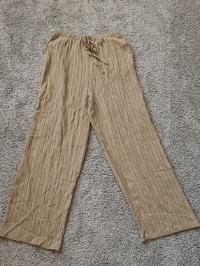 Wide Leg Drawstring Pants in Light Tan